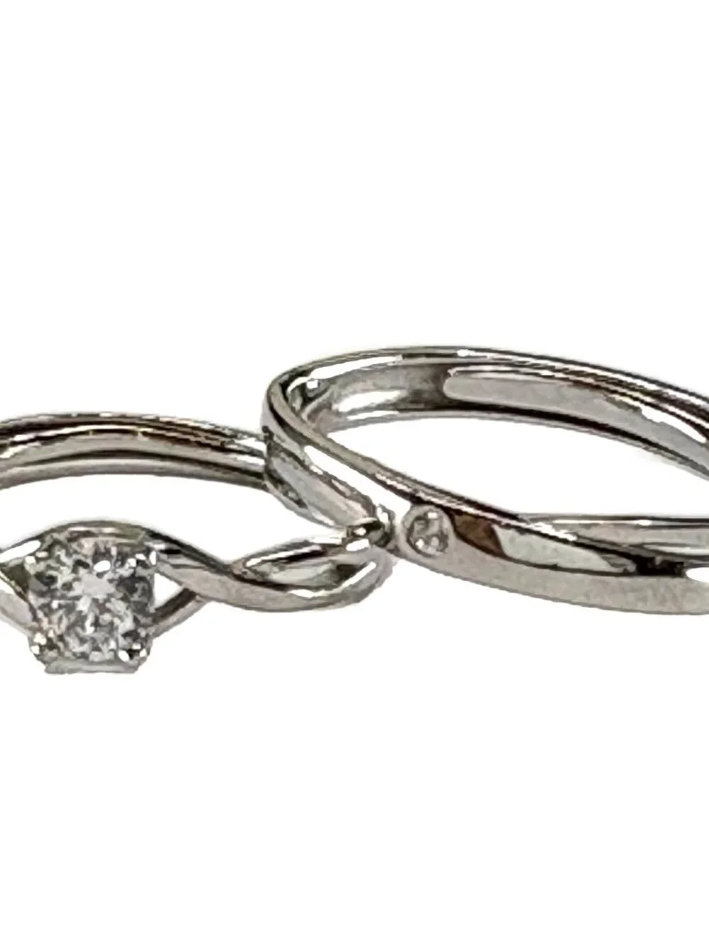 Solid 925 Sterling Silver Matching Couple Rings Set Adjustable His & Her